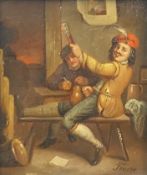 After DAVID TENNIERS, The Younger (1610-1690) Flemish, Figures Making Merry in a Tavern, oil on tin,