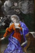 A 19th century Limoges enamel plaque mounted in a later frame. 17.5 x 12 cm.