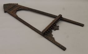 A 19th century Anglo-Indian carved wooden easel. 171.5 cm high.