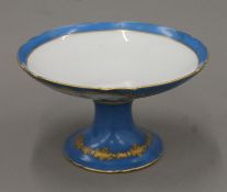 A Serves painted porcelain tazza depicting Mont Blanc and Montlhery. 21.5 cm diameter.