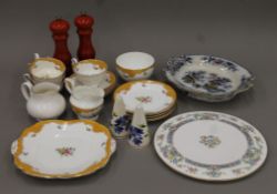 A quantity of various porcelain and a Le Creuset salt and pepper. The latter each 20 cm high.