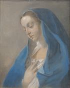 19TH CENTURY SCHOOL, The Virgin Mary, pastel, framed and glazed. 54 x 42.5 cm.