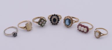 A 9 ct yellow gold, diamond and sapphire ring,