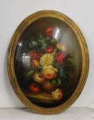 A floral wall plaque. 47 cm high.