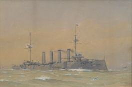 W FRED MITCHELL, 'Armoured Cruiser', watercolour, numbered 2127, signed and dated Dec 1902,