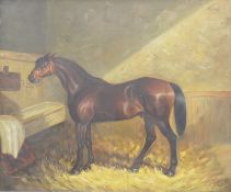 BRITISH SCHOOL (20th century), Horse in a Stable, oil on canvas, framed. 50 x 60 cm.
