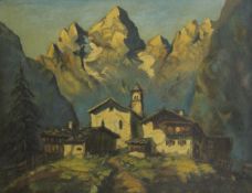 CONTINENTAL SCHOOL (19th century), Alpine Scene, oil on canvas, framed. 61 x 79 cm.