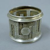 A Victorian pierced silver napkin ring. 3.5 cm high. 25 grammes.