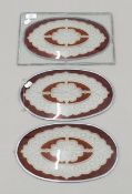 Three painted glass panels. The largest 33 cm long.