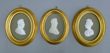 Three 19th century Parian ware porcelain silhouettes,