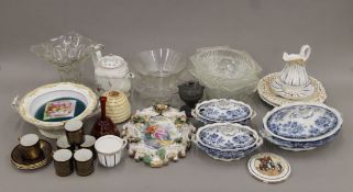 A quantity of decorative porcelain and glass. The teapot 16 cm high.