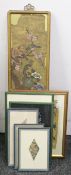 A quantity of Chinese embroideries and paintings on silk etc. The largest 90 x 25 cm.