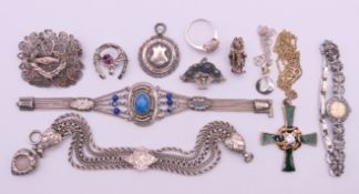 A small quantity of silver jewellery to include two bracelets, an Accurist ladies' wristwatch,