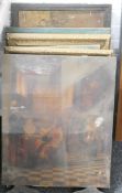 A quantity of various pictures and prints, including Currier & Ives 'Rolling for Blue Fish',