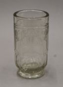 A 19th century Judaica etched glass vase. 20.5 cm high.