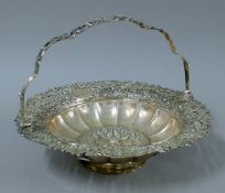 A large Georgian silver handled basket. 33 cm wide. 38 troy ounces.