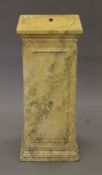 A faux marble-painted wooden display plinth. 81 cm high.
