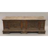 An 18th century Italian walnut cassone. 187 cm long.