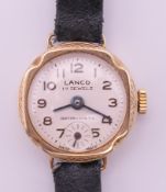 A Lanco 9 ct gold cased ladies' wristwatch, in a Lanco box and with original receipt dated 25/11/70.