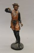 A large patinated bronze sculpture of a Continental gentleman. 104 cm high.
