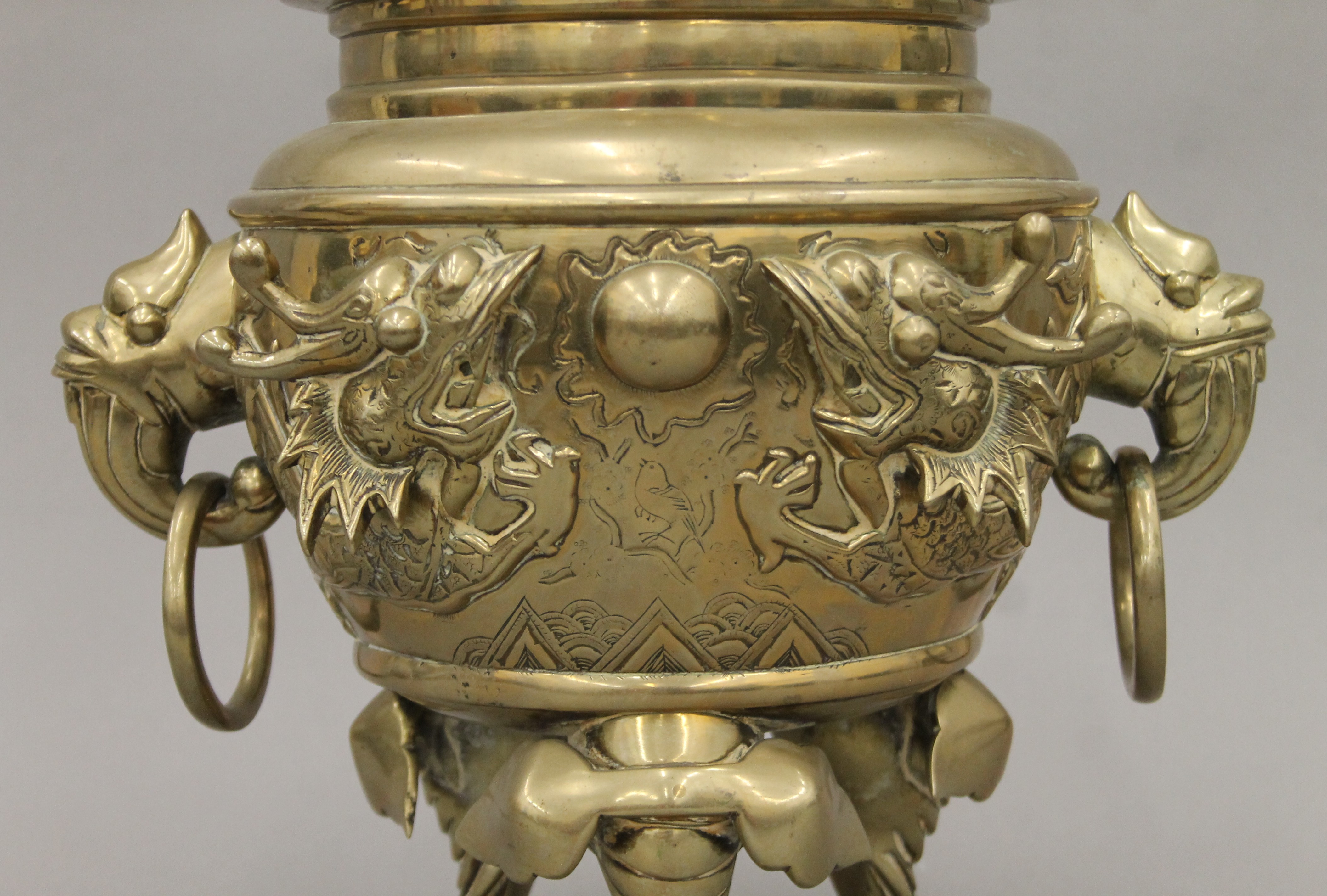 A 19th century Chinese bronze censor, the underside with cast seal mark. 42 cm high. - Image 2 of 8