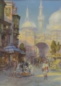 RAPHAEL JONES, North African Market Scene, watercolour, signed and dated 1927, framed and glazed.