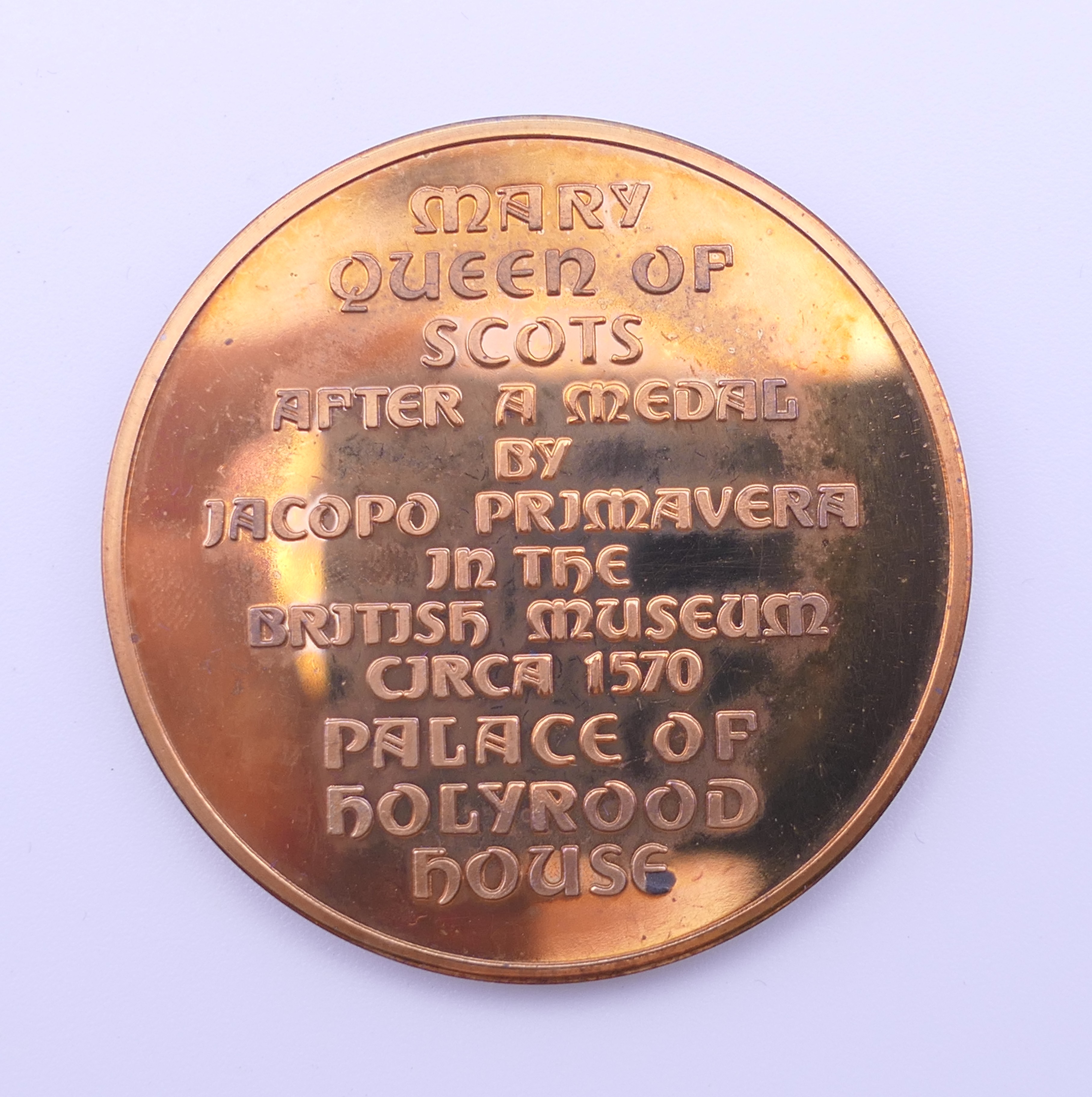 A boxed bronzed commemorative medallion celebrating Mary Queen of Scots produced by The Tower Mint. - Image 3 of 5