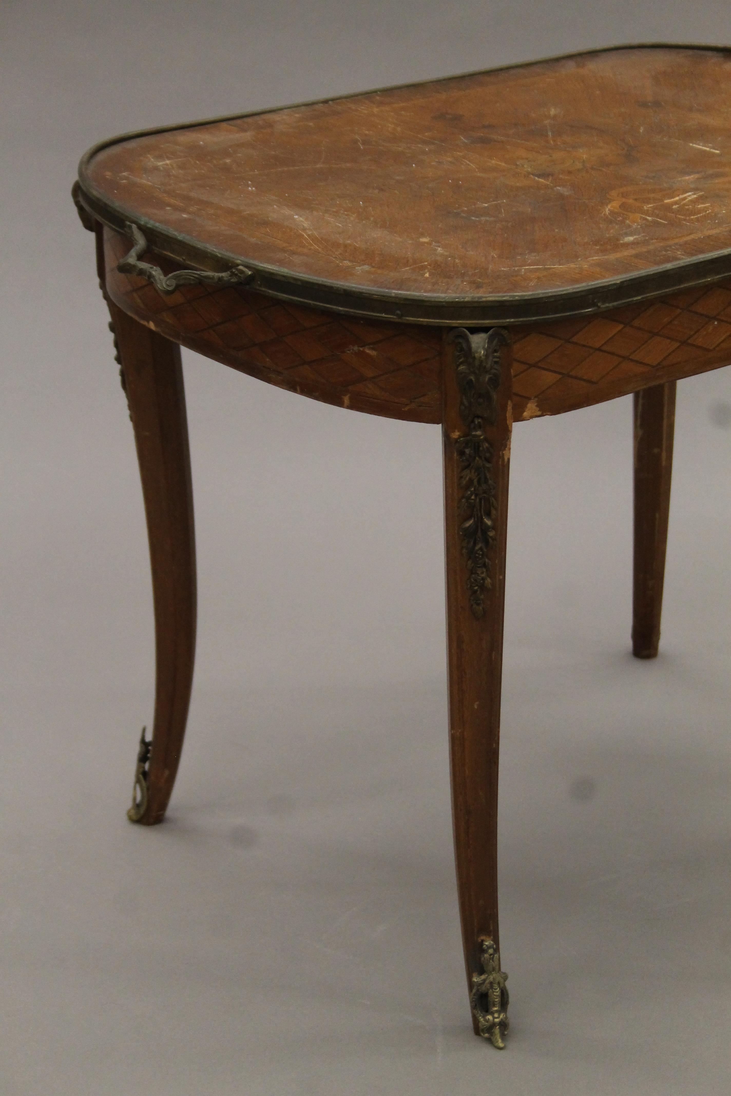 A late 19th century French ormolu-mounted side table. 78 cm long. - Image 4 of 7