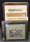 A quantity of various pictures and prints. The largest 77 x 117 cm overall.