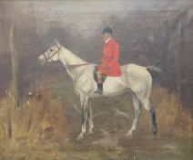 ENGLISH SCHOOL (late 19th/early 20th century), Portrait of a Huntsman and His Grey Mount,
