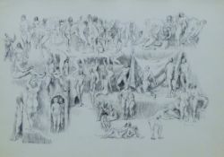 Nude Studies, pen and ink, signed O M MUNICH, framed and glazed. 37 x 53.5 cm.