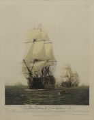 'The First Journey of Victory', coloured engraving, framed and glazed. 50 x 40 cm.