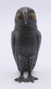 A continental silver owl form pepperette. 7.5 cm high.