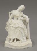 A Victorian Parian Ware model of a sleeping woman. 19 cm high.