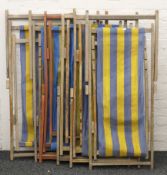 Six vintage deck chairs. The largest 60.5 cm wide.