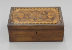 A 19th century inlaid walnut writing box. 40 cm wide.