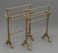 Two Victorian pine towel rails. The larger 63.5 cm long.