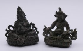 Two metal miniature deity figures. Tallest approximately 6 cm high.