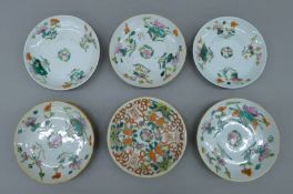 Six Chinese porcelain dishes. The largest 14 cm diameter.