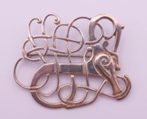 A Shetland Silver Anglian Beast brooch,