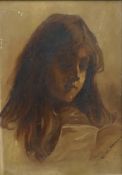 OLIVE PRINGLE (20th century), Portrait of a Young Girl, oil on board, signed, framed. 35 x 24 cm.