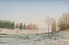 NICHOLAS MACE (20th century) British (AR), A Winter Morning Shoot, oil on board, signed, framed.
