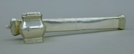 A Persian silver scribes box. 30 cm long. 445.2 grammes.