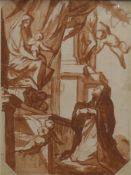 CARLO CARLONE (1686-1776) Italian, Religious Composition, sepia watercolour, mounted only. 22.