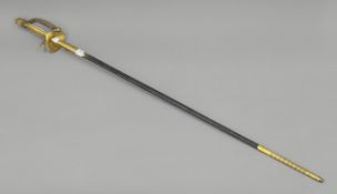 A George V British military court sword in scabbard. 100 cm long.