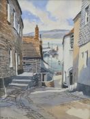 PETER DALE (20th century) British (AR), Harbour Side Street View, watercolour on paper, signed,