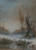 GEORGE SHEFFIELD (1839-1892) British, Winter Landscape, pastel, signed and dated 1885,