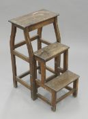A set of Victorian folding library steps. 70 cm high.