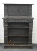 A 19th century carved oak bookcase. 97 cm wide x 143 cm high.