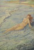 C A FULFORD (20th century) (AR) Impressionist, Nude Female at a Shore, watercolour on paper, signed,